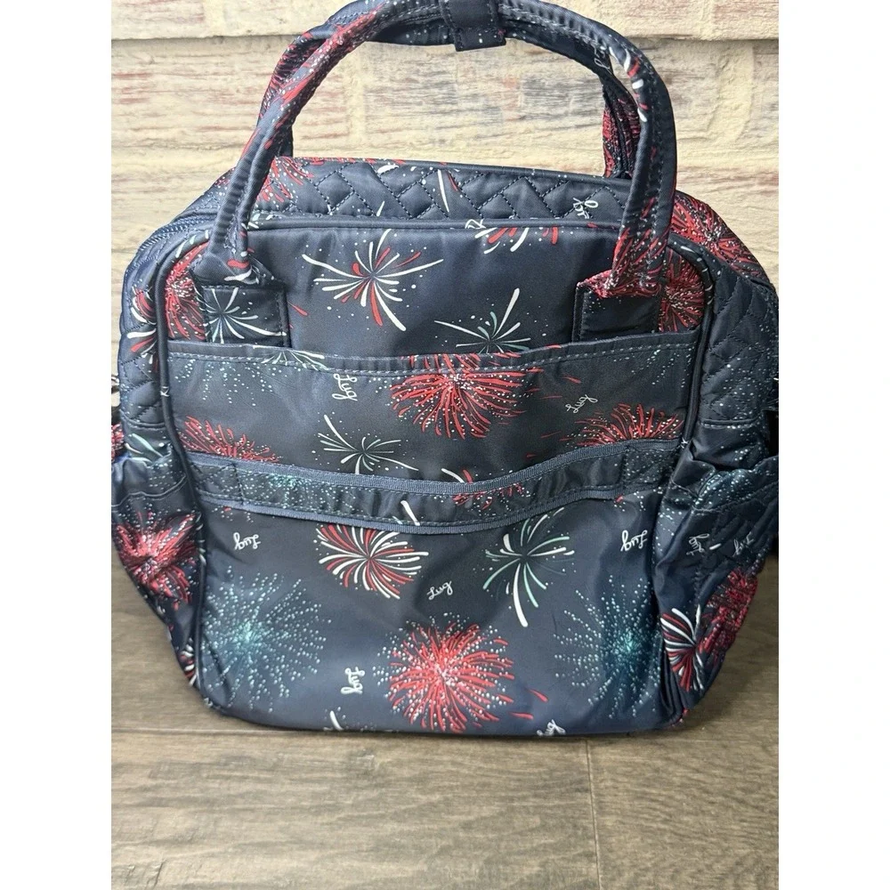 Lug Mini Puddle Jumper Backpack Navy Blue Fireworks Double Handle Purse Bag